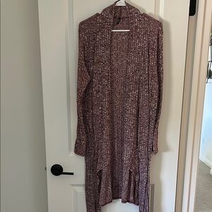 Long Maroon Knit Cardigan